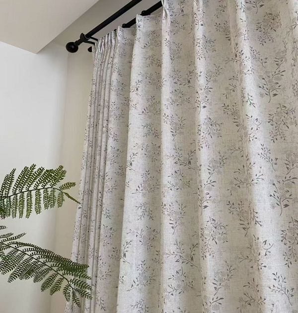 Keqiao Pastoral Light Gray Floral Linen Window Screen - B2B Wholesale Soft Home Decor (Matches Homecurtain.vip)