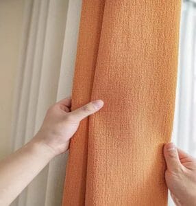 orange textured chenille curtain fabric wholesale for living room
