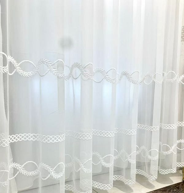 Keqiao White Lace Semi-Transparent Curtains - B2B Wholesale Airy Elegant Decor