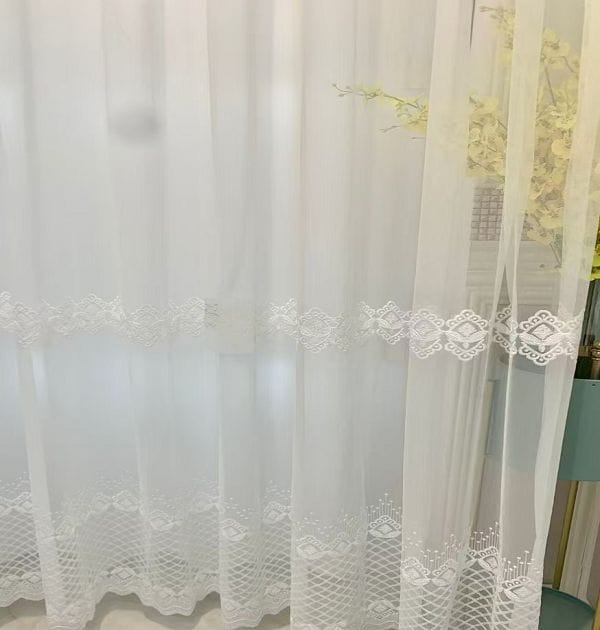 Keqiao, Shaoxing, China White Lace Embroidered Window Screen - B2B Wholesale Delicate Elegant Bright Space Decor 2 Keqiao White Lace Embroidered Window Screen - B2B Wholesale Delicate Elegant Decor