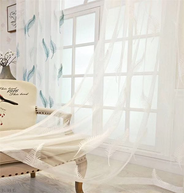 Keqiao, Shaoxing, China Blue Feather Embroidery Simple Window Screen - B2B Wholesale Soft Charm Fresh Space Decor 3 Keqiao Blue Feather Embroidery Window Screen - B2B Wholesale Soft Charm Fresh Decor