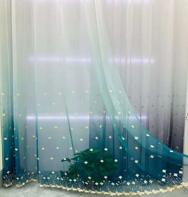 Keqiao, Shaoxing, China Gradient Blue Star Diamond Embroidered Window Screen - B2B Wholesale Shimmering Elegant Bright Space Decor 3 Keqiao Gradient Blue Star Diamond Window Screen - B2B Wholesale Shimmering Elegant Decor