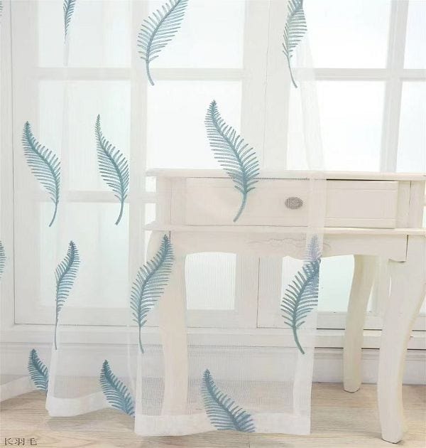 Keqiao, Shaoxing, China Blue Feather Embroidery Simple Window Screen - B2B Wholesale Soft Charm Fresh Space Decor 4 Keqiao Blue Feather Embroidery Window Screen - B2B Wholesale Soft Charm Fresh Decor