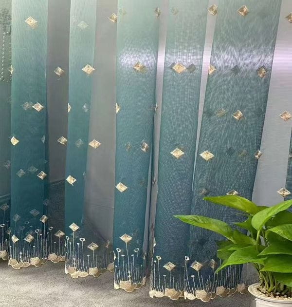 Keqiao, Shaoxing, China Gradient Blue Star Diamond Embroidered Window Screen - B2B Wholesale Shimmering Elegant Bright Space Decor 2 Keqiao Gradient Blue Star Diamond Window Screen - B2B Wholesale Shimmering Elegant Decor