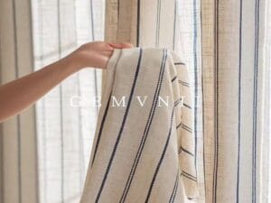 Keqiao Wholesale Blue & White Striped Linen Window Screen | Breathable Insect-Blocking Coastal Decor for Bedroom/Balcony - homecurtain.vip