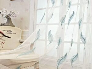 Keqiao blue feather embroidery window screen - B2B wholesale soft charm fresh decor