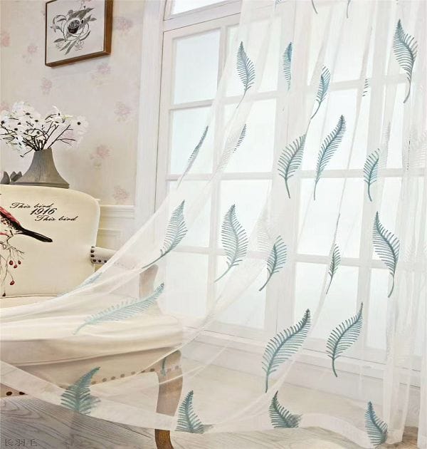 Keqiao, Shaoxing, China Blue Feather Embroidery Simple Window Screen - B2B Wholesale Soft Charm Fresh Space Decor 1 Keqiao Blue Feather Embroidery Window Screen - B2B Wholesale Soft Charm Fresh Decor