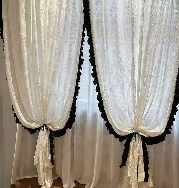 French Lace Sheer Curtains Create A Romantic Atmosphere In Bedrooms, Perfect For Residential And Hotel Projects.
