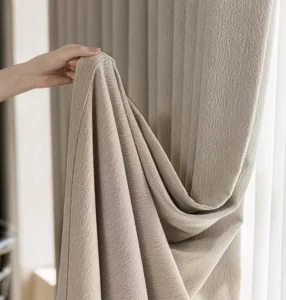beige blackout chenille curtain fabric wholesale close up