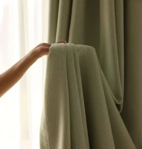 green blackout chenille curtain fabric wholesale soft folds and drape