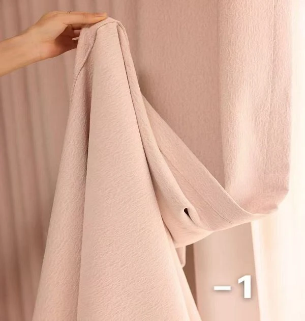 Soft Pink Blackout Chenille Curtain Fabric Wholesale Drape Detail