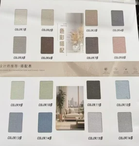 Heavy room darkening drapery fabric color matching card for B2B hotel projects