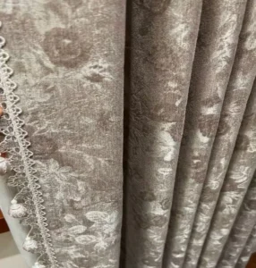 heavyweight-chenille-jacquard-curtain-fabric-1250g ) Heavyweight 1250g chenille jacquard curtain fabric with embossed floral pattern for wholesale