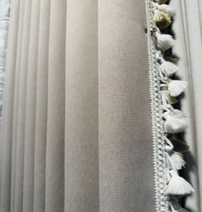 Tassel edge curtain fabric for custom hotel design