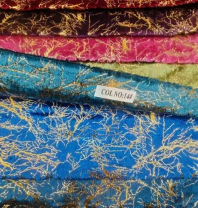 750 GSM luxury gold foil velvet blackout curtain fabric in royal blue and burgundy for hotel projects