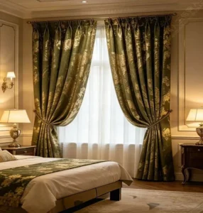 Rolls of luxury gold printed velvet fabric available in stock for bulk order