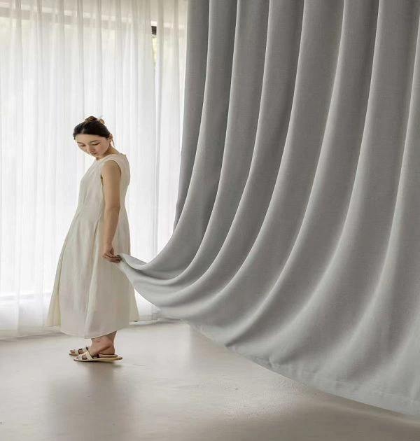 100 Percent Blackout Fine Linen Look Curtain Fabric For Wholesale